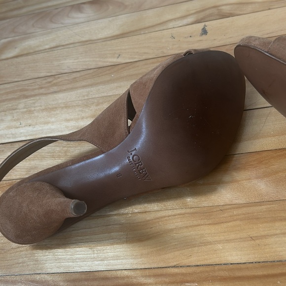 J Crew Julienne Suede Heels brown sandal pump high heel open toe size 8 - Picture 8 of 11